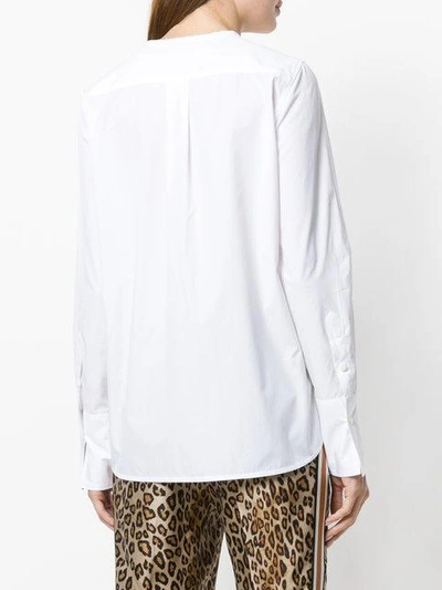 Shop Alberto Biani Collarless Long Sleeve Shirt In White