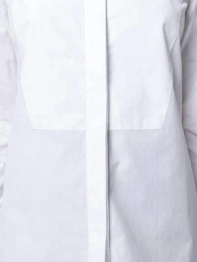 Shop Alberto Biani Collarless Long Sleeve Shirt In White