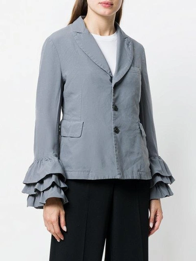 Shop Comme Des Garçons Comme Des Garçons Frill-trim Fitted Blazer - Grey