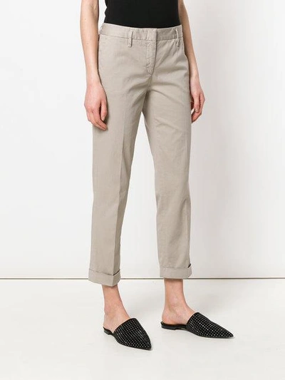 Shop Aspesi Cropped Chino Trousers In Grey