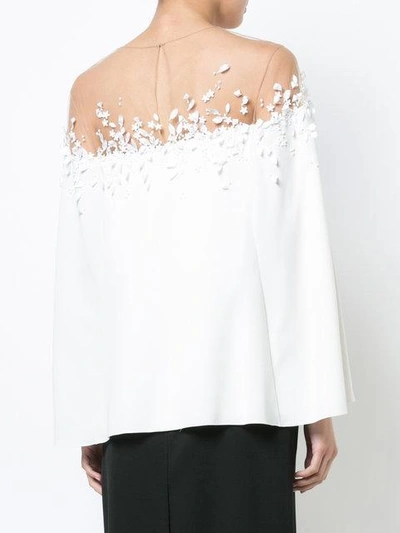 Shop Oscar De La Renta Embellished Sheer-insert Blouse