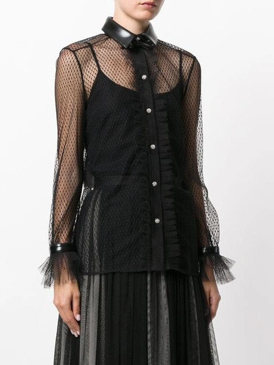 Shop Philosophy Di Lorenzo Serafini Sheer Mesh Embroidered Blouse In Black