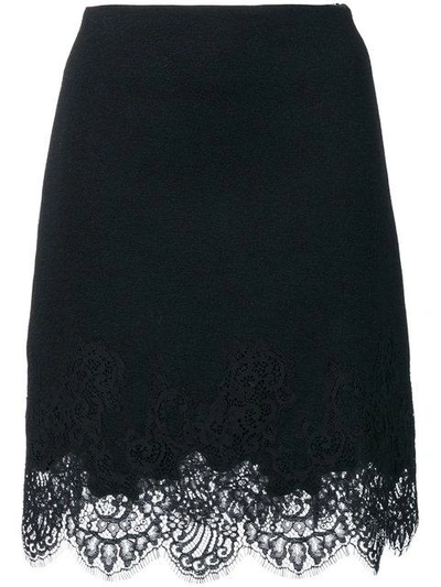 Shop Ermanno Scervino Lace Trim Skirt In Black