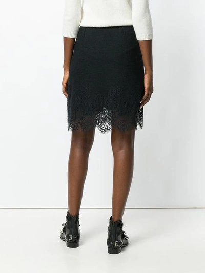 Shop Ermanno Scervino Lace Trim Skirt In Black
