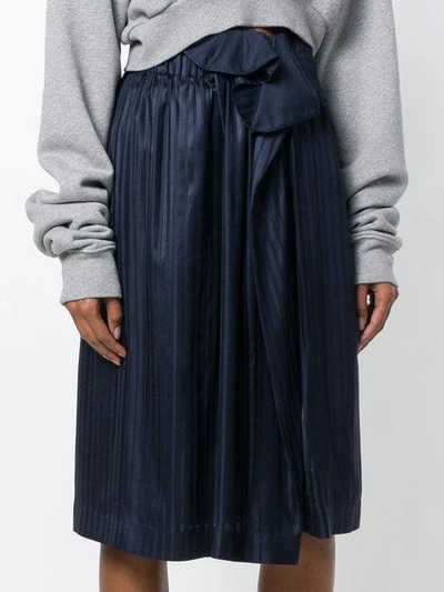 Shop Stella Mccartney Asymmetric Pleated Skirt In Blue