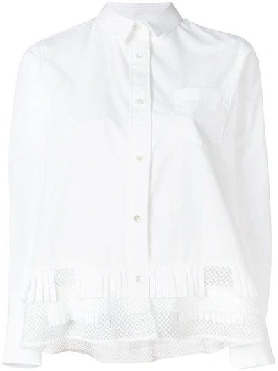 Shop Sacai Mesh Ruffled Hem Shirt - White