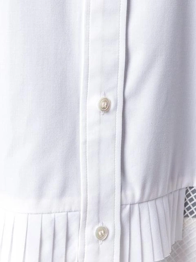 Shop Sacai Mesh Ruffled Hem Shirt - White