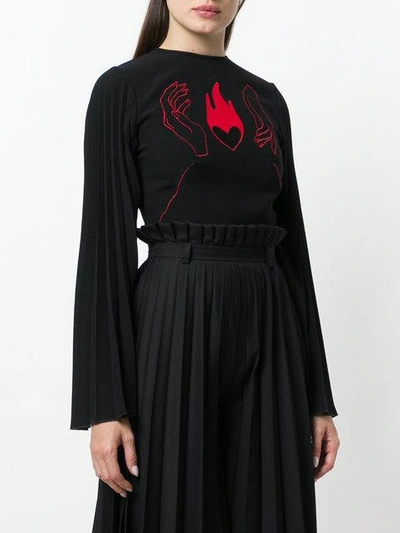 Shop Atu Body Couture Embroidered Heart Blouse In Black