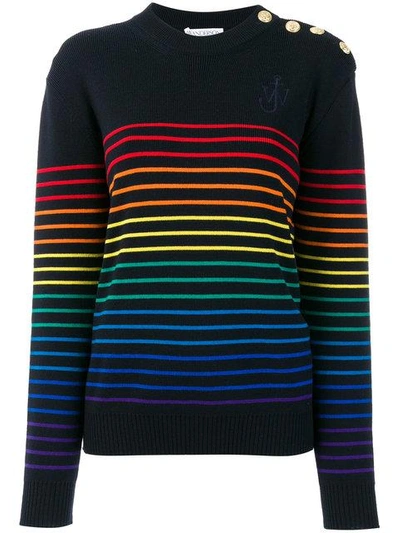 Shop Jw Anderson Striped Sweater In Blue