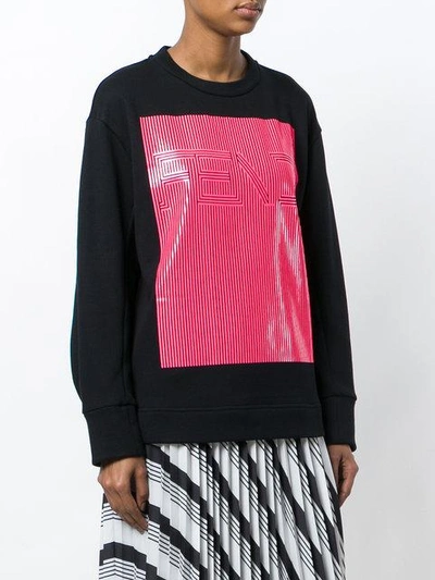 Shop Fendi Logo Colour-block Sweater - Black
