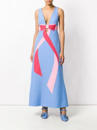 Shop Gucci Bow Detail Dress In Blue
