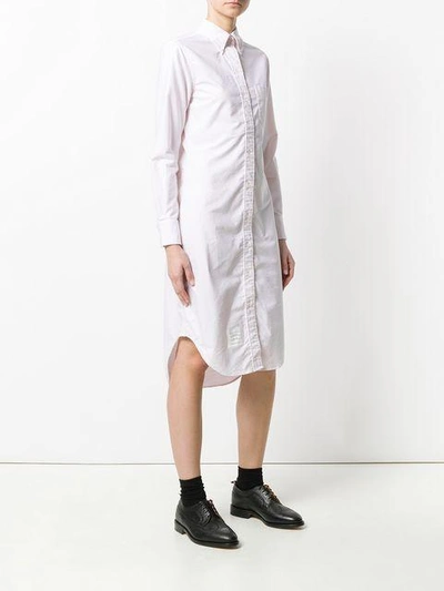 Shop Thom Browne Button Down Knee Length Shirt Dress With Grosgrain Placket In Pink