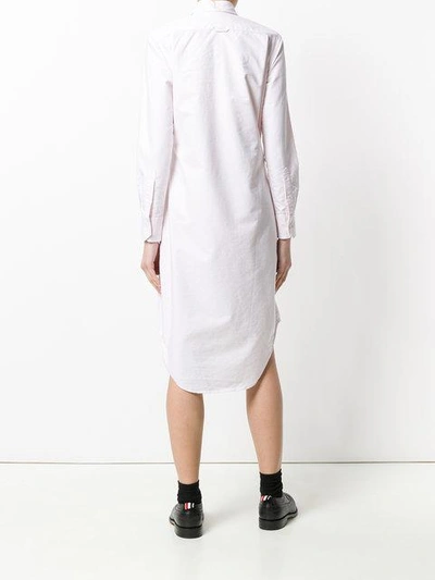 Shop Thom Browne Button Down Knee Length Shirt Dress With Grosgrain Placket In Pink