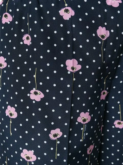 Shop Miu Miu Flower Print Trousers In Blue