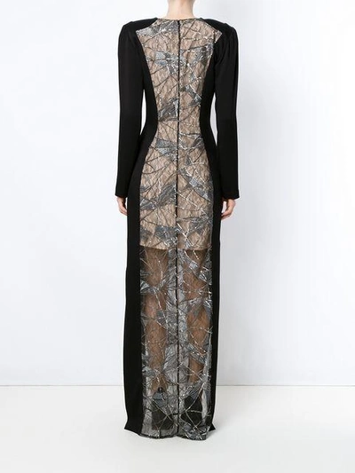 Shop Tufi Duek Lace Panels Gown In Black