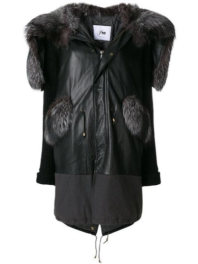 Shop Furs66 Hood Leather Parka - Black