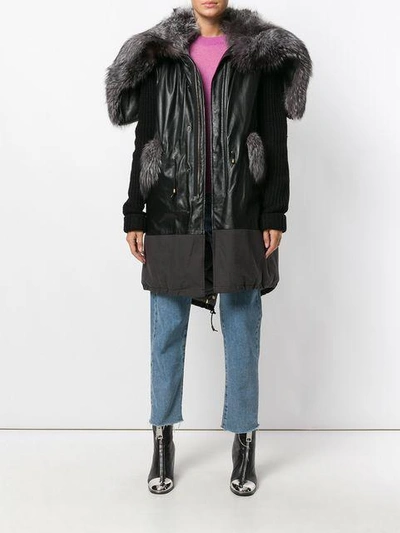 Shop Furs66 Hood Leather Parka - Black