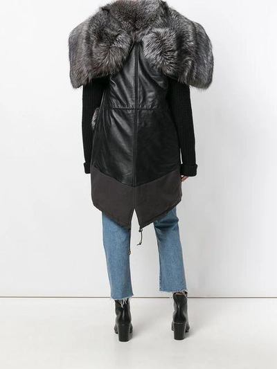 Shop Furs66 Hood Leather Parka - Black