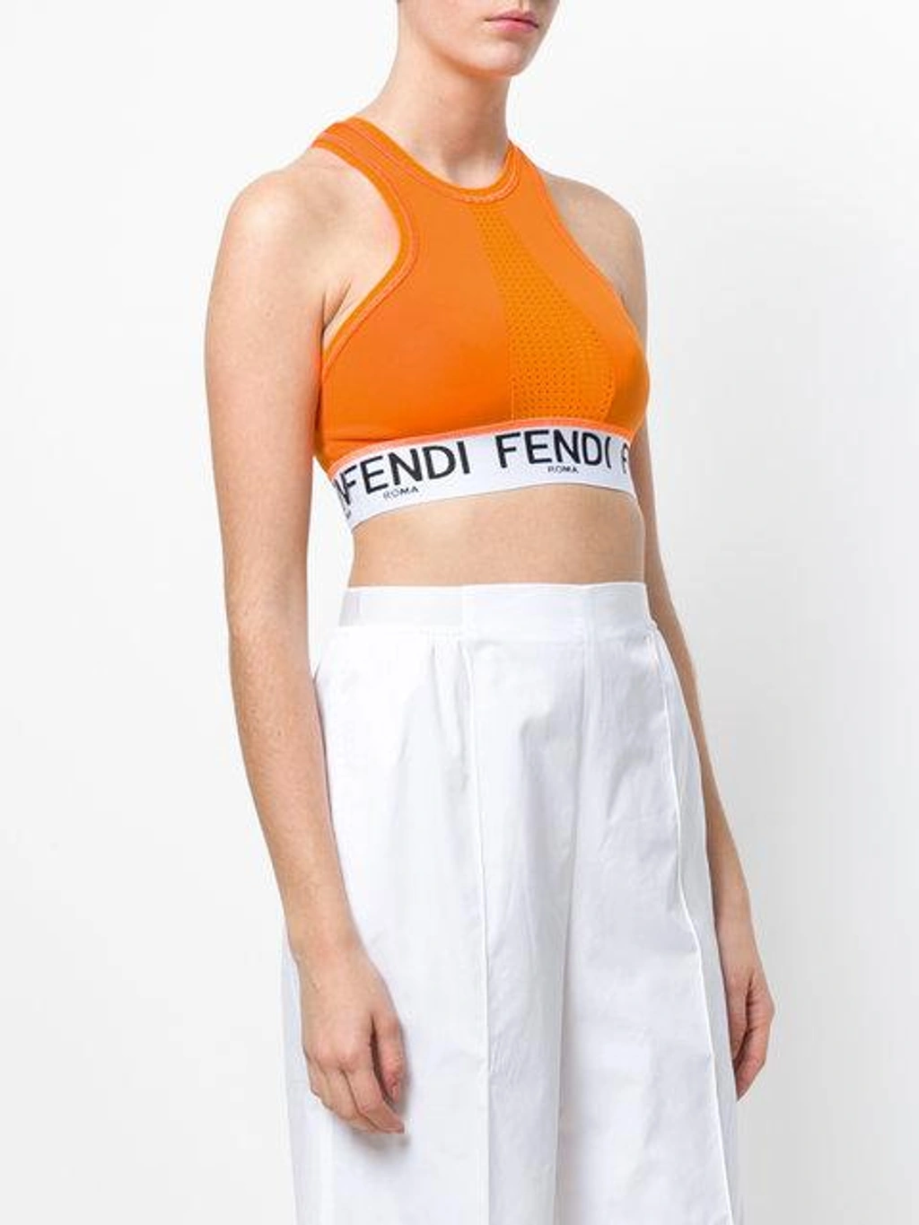Fendi Logo jacquard Performance Bra In Orange ModeSens