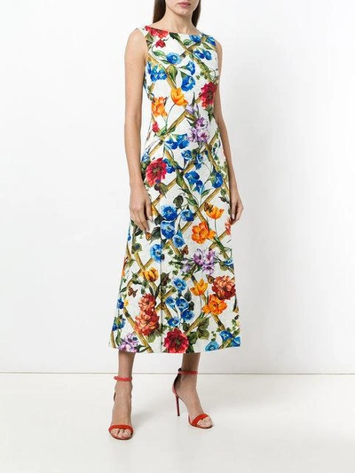 Shop Dolce & Gabbana Floral Printed Dress In White