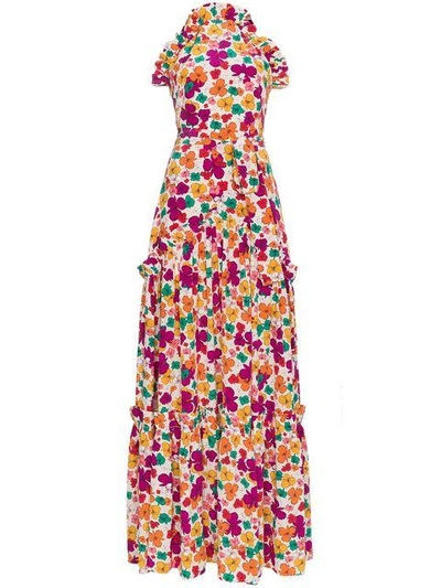 Shop Borgo De Nor Silk Floral High Neck Maxi Dress