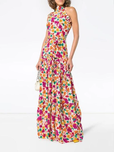 Shop Borgo De Nor Silk Floral High Neck Maxi Dress