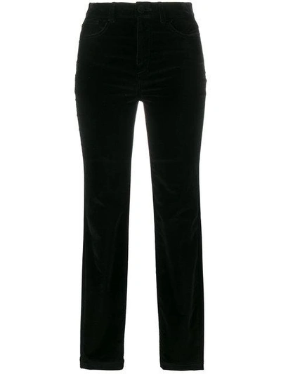 Shop Dolce & Gabbana Mid-rise Skinny Velvet Trousers - Black
