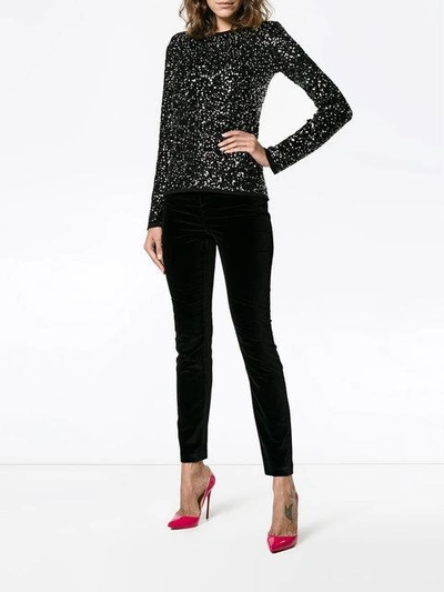Shop Dolce & Gabbana Mid-rise Skinny Velvet Trousers - Black