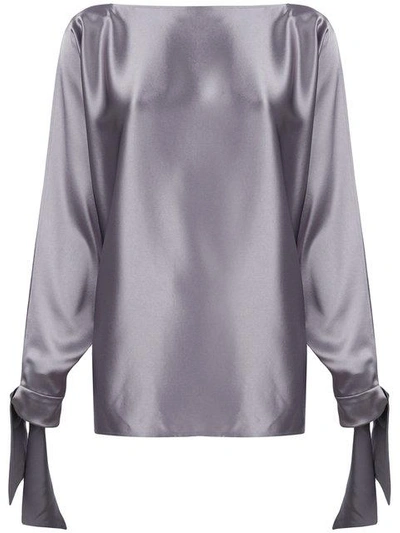 Shop Gianluca Capannolo Satin Tie Cuff Blouse - Metallic