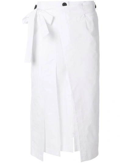 Shop Eudon Choi Slit Detail Layered Wrap Skirt In White