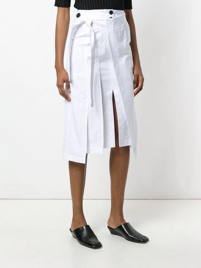 Shop Eudon Choi Slit Detail Layered Wrap Skirt In White