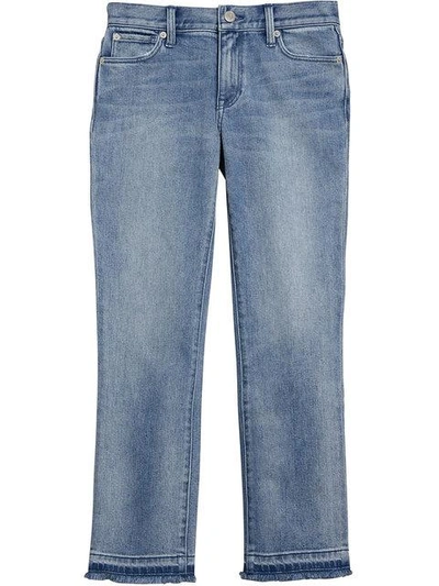 Shop Burberry Slim Fit Frayed Cropped Jeans In Blue