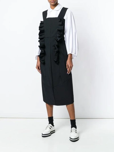 Shop Comme Des Garçons Ruffle Detail Pinafore Dress In Black