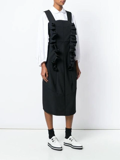 Shop Comme Des Garçons Ruffle Detail Pinafore Dress In Black