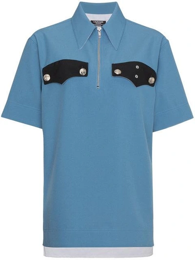 Shop Calvin Klein 205w39nyc Contrast Pocket Detail Zip Shirt In Blue