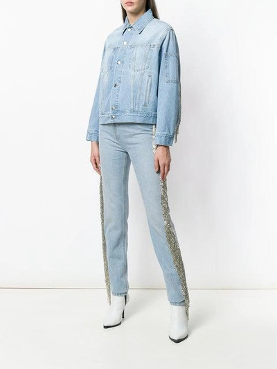 Shop Helmut Lang Bead Fringe Denim Jacket