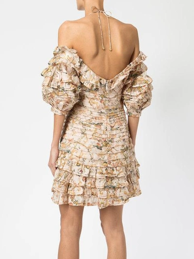 Shop Zimmermann Floral Bandage Dress In Neutrals