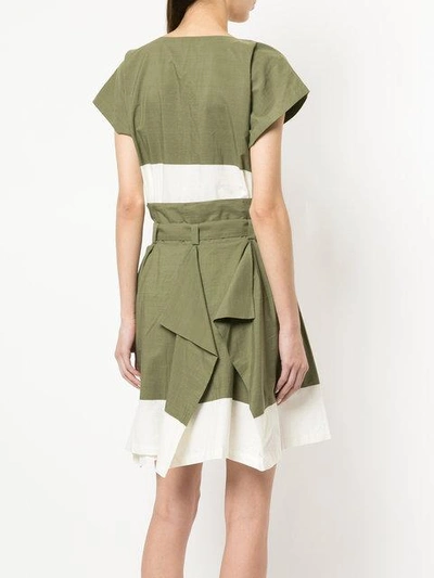 Shop Issey Miyake Vintage Colour Block Skirt Suit - Green
