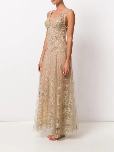 Shop I.d.sarrieri Lace-embroidered Shift Night Dress In Imperial Gold