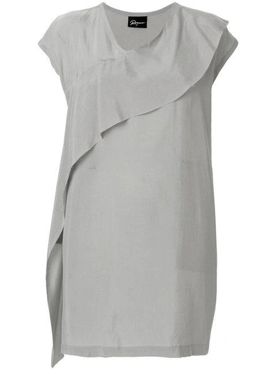 Shop Ilaria Nistri Roque Asymmetric Ruffle Dress In Grey