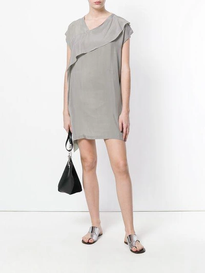 Shop Ilaria Nistri Roque Asymmetric Ruffle Dress In Grey