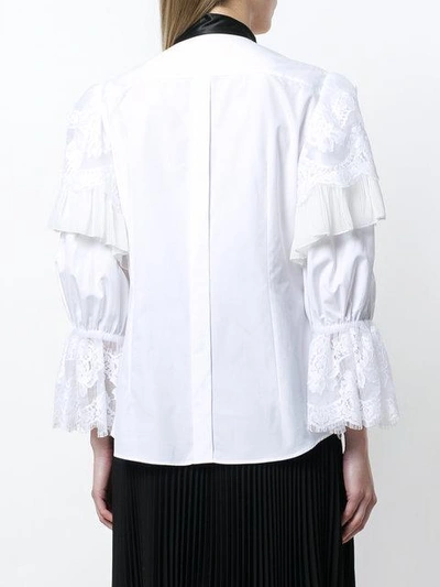 Shop Dolce & Gabbana Lace Trim Blouse With Pussy Bow In White