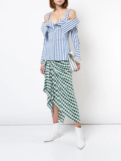 Shop Monse Flap Front Striped Top In Blue