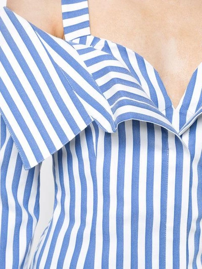 Shop Monse Flap Front Striped Top In Blue