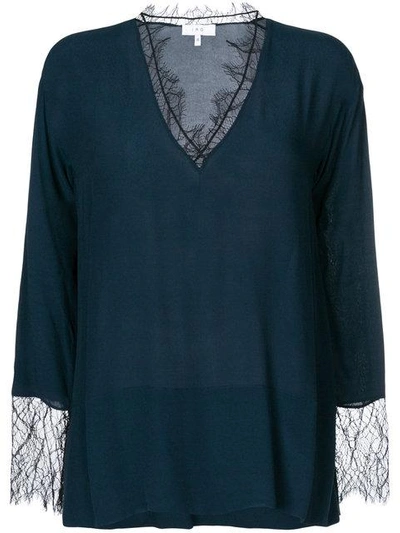 Shop Iro Lace Trim Blouse - Blue