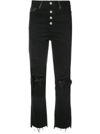 Shop Amiri Cropped Flared Jeans In Black