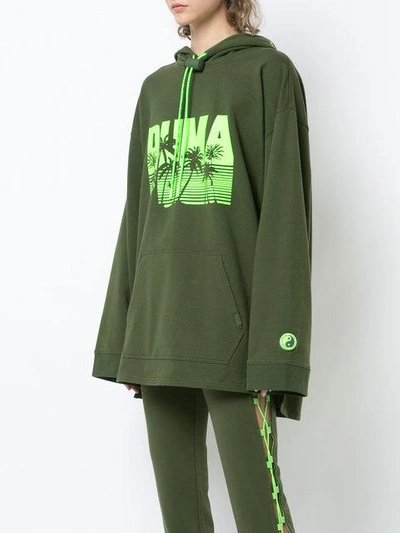 Shop Fenty X Puma Full Back Zip Long Sleeve Hoodie - Green