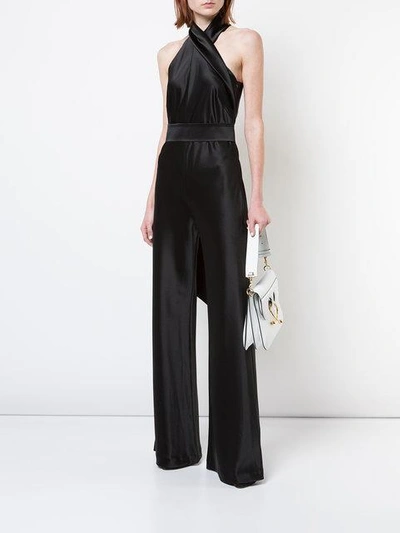 Shop Galvan Twist Halter Neck Jumpsuit - Black