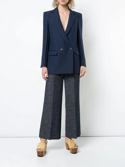 Shop Derek Lam Blazer With Topstitch Detail In Blue