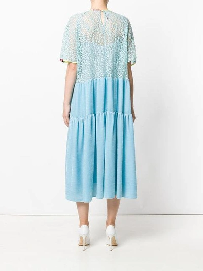 Shop Antonio Marras Floral-embroidered Flared Dress In Blue